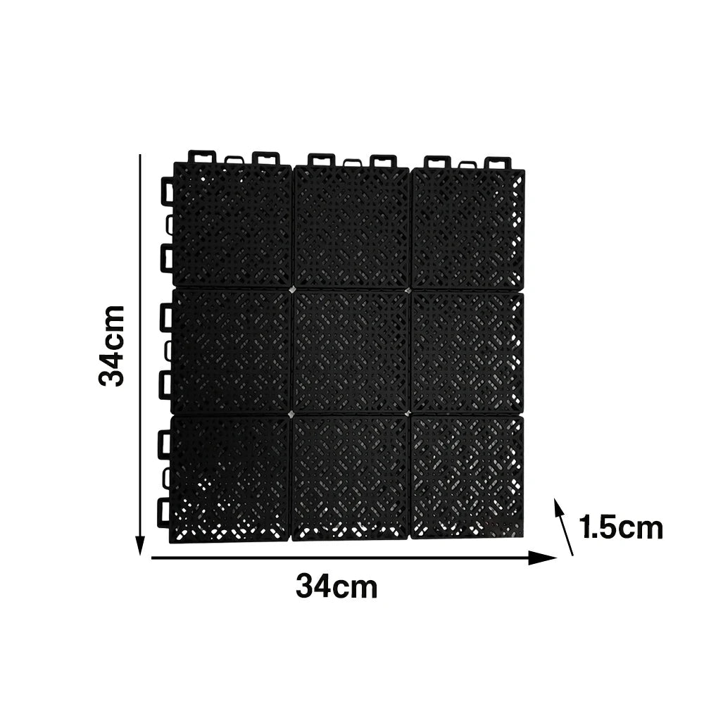 DUNK MASTER Interlocking Sports Floor Tiles - Soft Connection Anti-Slip Court Flooring 34cm Modular Tiles for Basketball Courts 10/20/30 Square Meters - Black