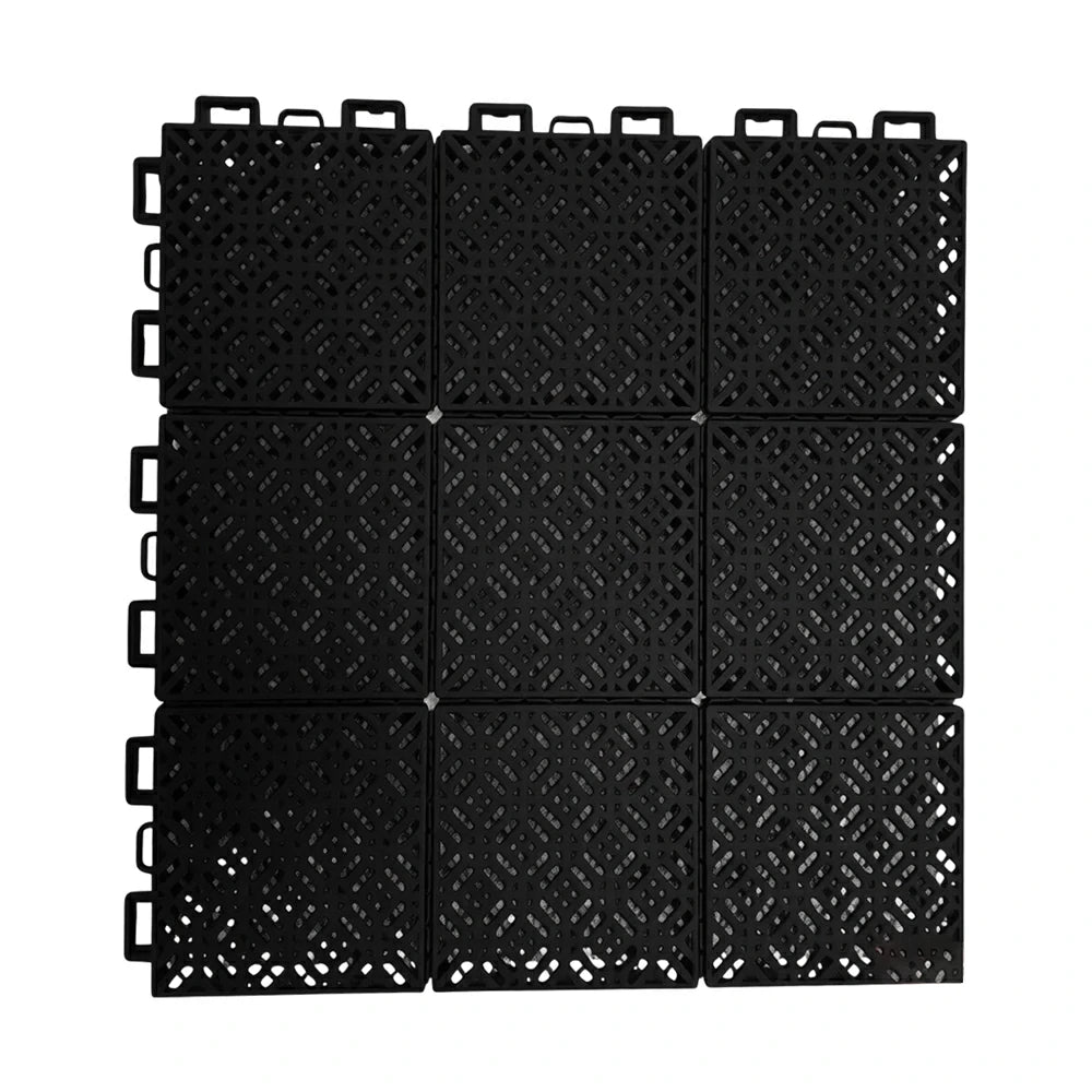 DUNK MASTER Interlocking Sports Floor Tiles - Soft Connection Anti-Slip Court Flooring 34cm Modular Tiles for Basketball Courts 10/20/30 Square Meters - Black