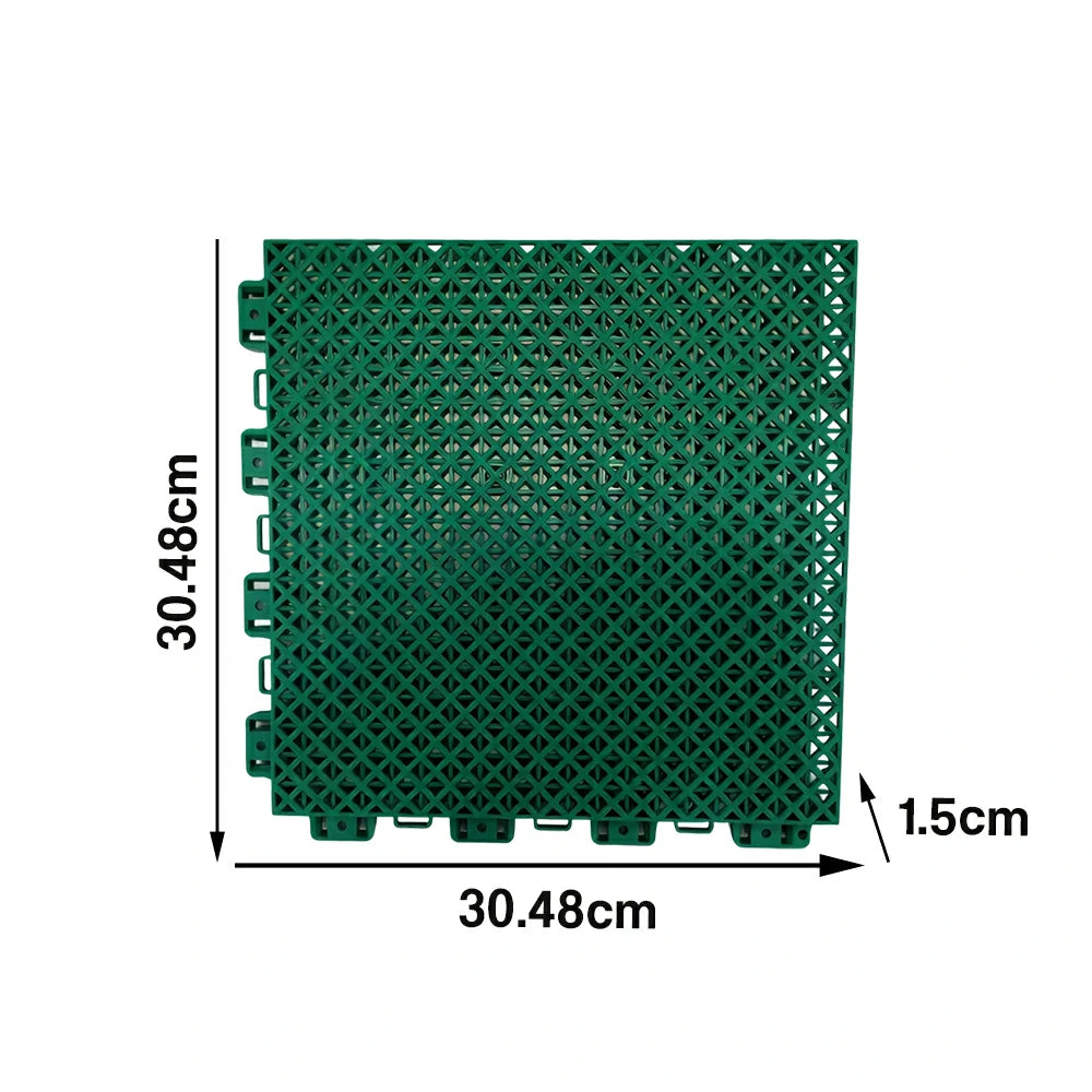 DUNK MASTER Interlocking Sports Floor Tiles - Bamboo Pattern Anti-Slip Court Flooring Modular Tiles for Basketball Courts 10/20/30 Square Meters - Dark Green