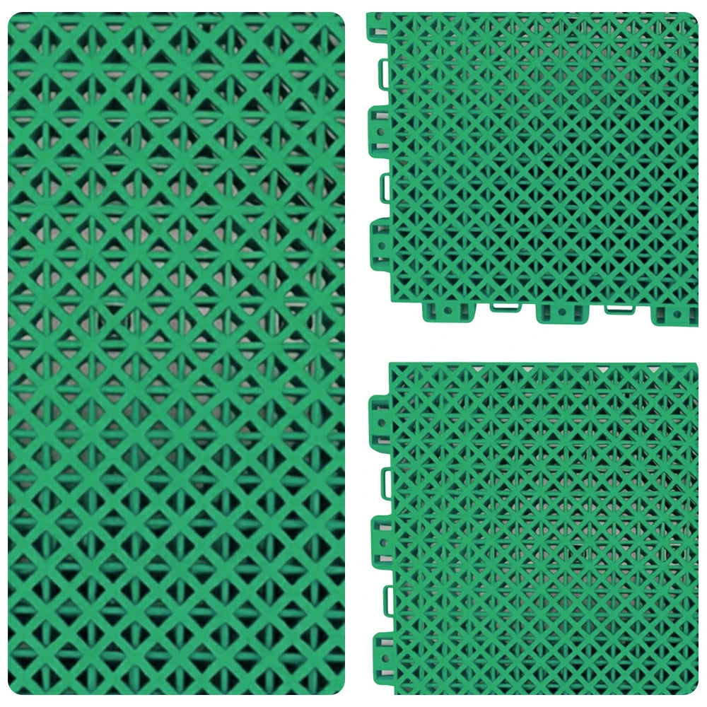 DUNK MASTER Interlocking Sports Floor Tiles - Bamboo Pattern Anti-Slip Court Flooring Modular Tiles for Basketball Courts 10/20/30 Square Meters - Grass Green