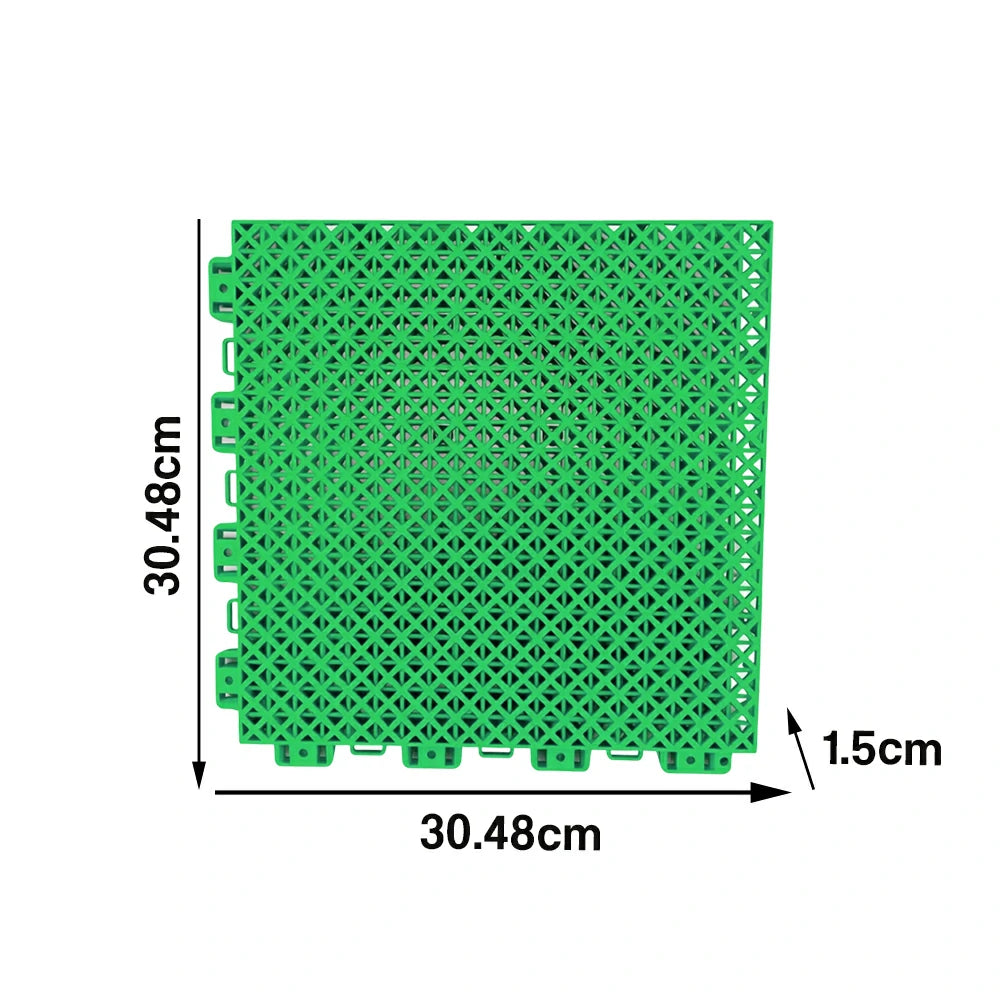 DUNK MASTER Interlocking Sports Floor Tiles - Bamboo Pattern Anti-Slip Court Flooring Modular Tiles for Basketball Courts 10/20/30 Square Meters - Emerald Green