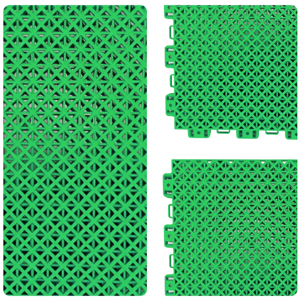 DUNK MASTER Interlocking Sports Floor Tiles - Bamboo Pattern Anti-Slip Court Flooring Modular Tiles for Basketball Courts 10/20/30 Square Meters - Emerald Green
