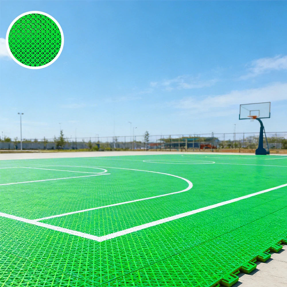 DUNK MASTER Interlocking Sports Floor Tiles - Bamboo Pattern Anti-Slip Court Flooring Modular Tiles for Basketball Courts 10/20/30 Square Meters - Apple Green