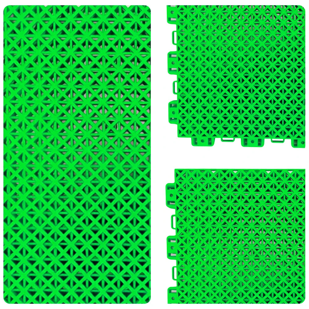 DUNK MASTER Interlocking Sports Floor Tiles - Bamboo Pattern Anti-Slip Court Flooring Modular Tiles for Basketball Courts 10/20/30 Square Meters - Apple Green