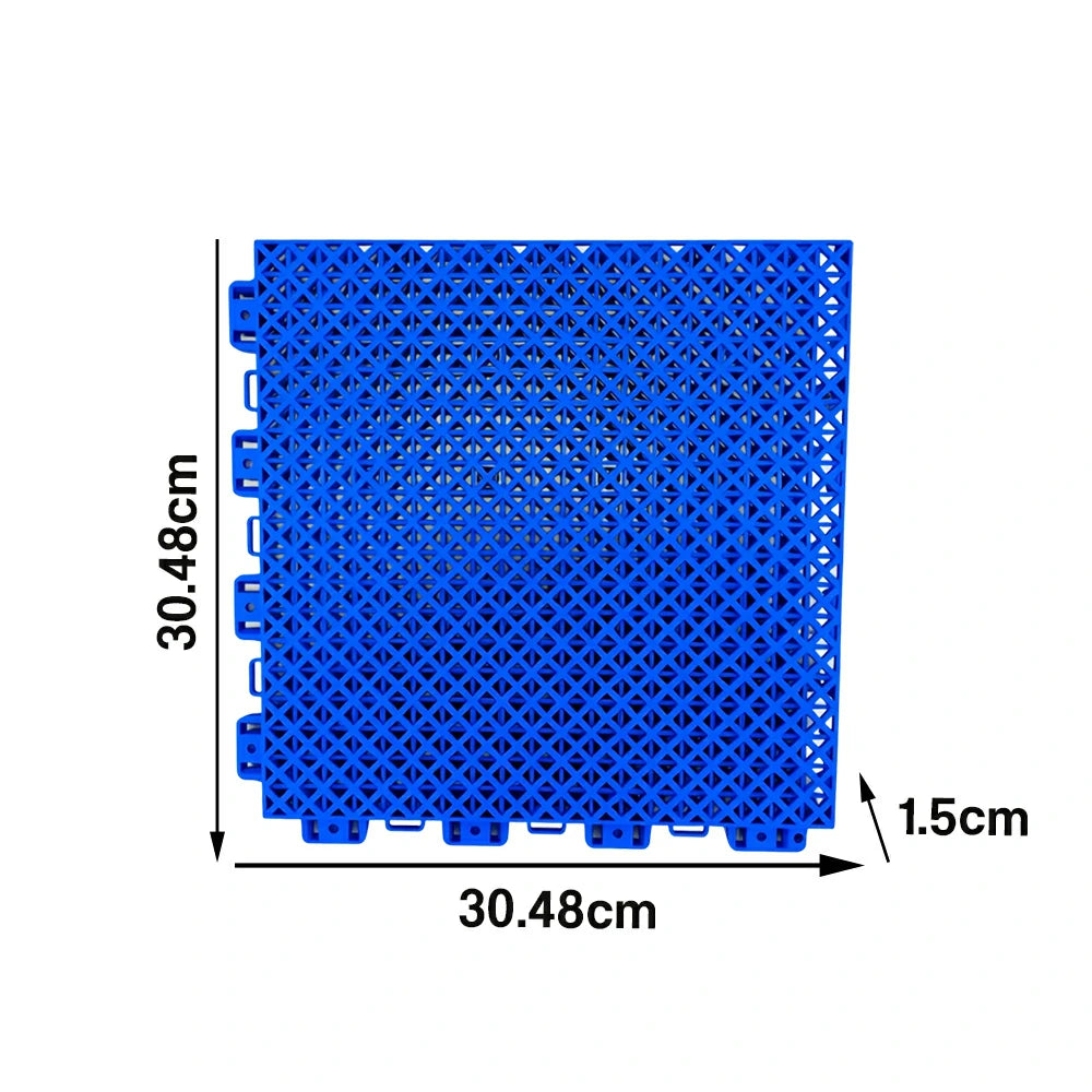 DUNK MASTER Interlocking Sports Floor Tiles - Bamboo Pattern Anti-Slip Court Flooring Modular Tiles for Basketball Courts 10/20/30 Square Meters - Royal Blue