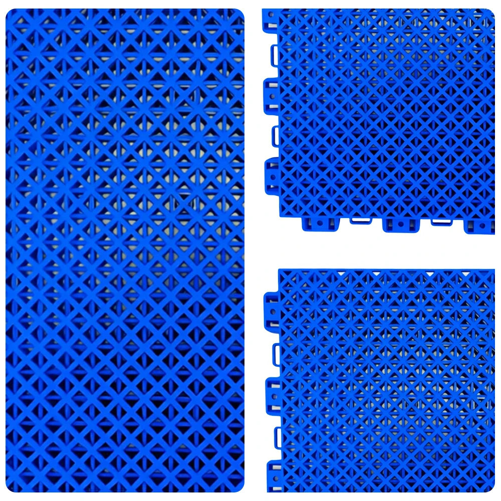 DUNK MASTER Interlocking Sports Floor Tiles - Bamboo Pattern Anti-Slip Court Flooring Modular Tiles for Basketball Courts 10/20/30 Square Meters - Royal Blue