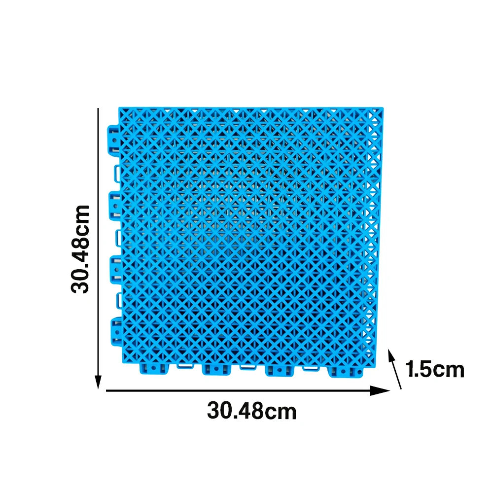 DUNK MASTER Interlocking Sports Floor Tiles - Bamboo Pattern Anti-Slip Court Flooring Modular Tiles for Basketball Courts 10/20/30 Square Meters - Blue