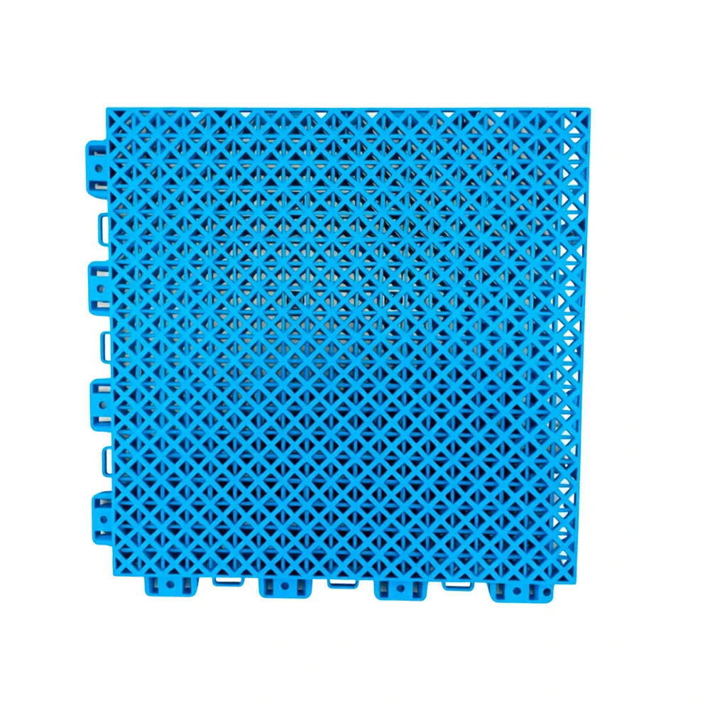 DUNK MASTER Interlocking Sports Floor Tiles - Bamboo Pattern Anti-Slip Court Flooring Modular Tiles for Basketball Courts 10/20/30 Square Meters - Blue