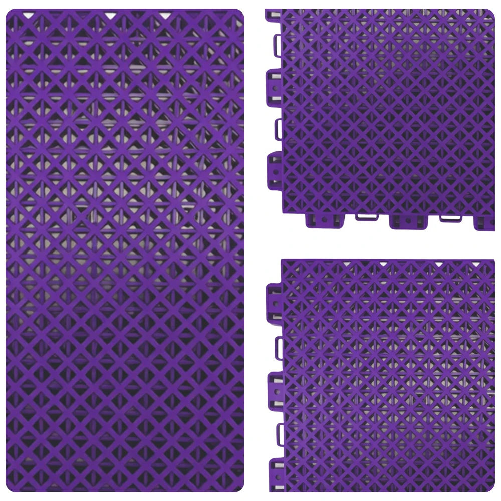 DUNK MASTER Interlocking Sports Floor Tiles - Bamboo Pattern Anti-Slip Court Flooring Modular Tiles for Basketball Courts 10/20/30 Square Meters - Purple