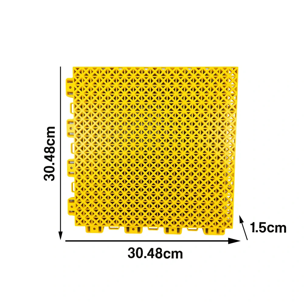 DUNK MASTER Interlocking Sports Floor Tiles - Bamboo Pattern Anti-Slip Court Flooring Modular Tiles for Basketball Courts 10/20/30 Square Meters - Yellow