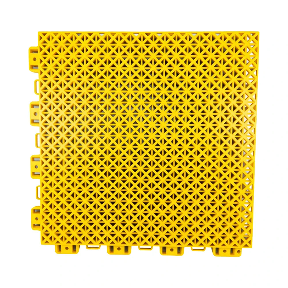 DUNK MASTER Interlocking Sports Floor Tiles - Bamboo Pattern Anti-Slip Court Flooring Modular Tiles for Basketball Courts 10/20/30 Square Meters - Yellow