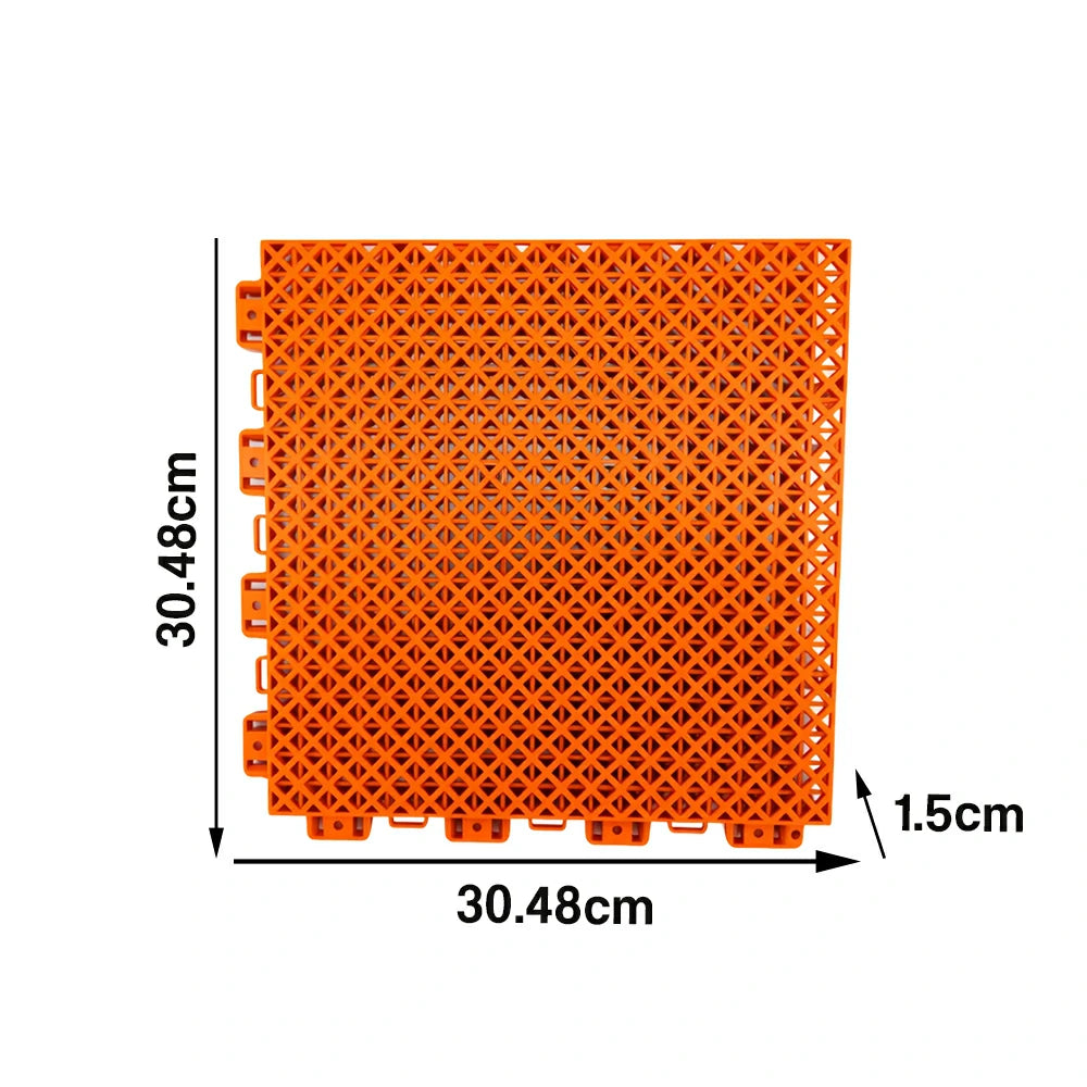 DUNK MASTER Interlocking Sports Floor Tiles - Bamboo Pattern Anti-Slip Court Flooring Modular Tiles for Basketball Courts 10/20/30 Square Meters - Orange