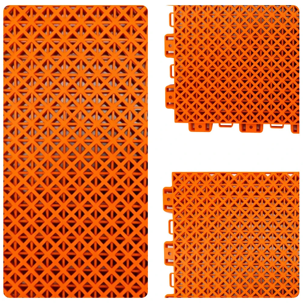 DUNK MASTER Interlocking Sports Floor Tiles - Bamboo Pattern Anti-Slip Court Flooring Modular Tiles for Basketball Courts 10/20/30 Square Meters - Orange