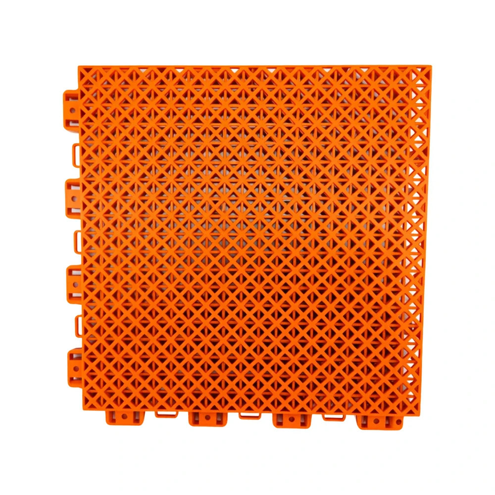 DUNK MASTER Interlocking Sports Floor Tiles - Bamboo Pattern Anti-Slip Court Flooring Modular Tiles for Basketball Courts 10/20/30 Square Meters - Orange
