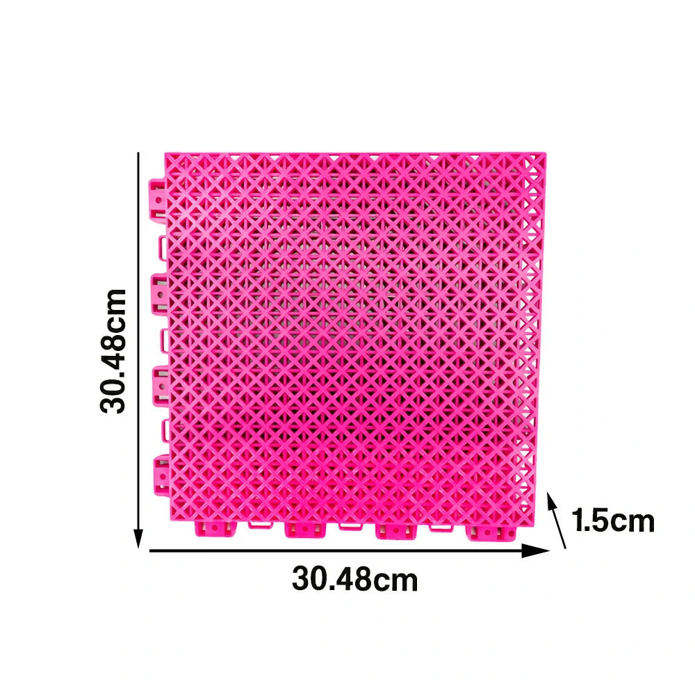 DUNK MASTER Interlocking Sports Floor Tiles - Bamboo Pattern Anti-Slip Court Flooring Modular Tiles for Basketball Courts 10/20/30 Square Meters - Pink