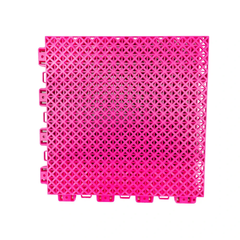 DUNK MASTER Interlocking Sports Floor Tiles - Bamboo Pattern Anti-Slip Court Flooring Modular Tiles for Basketball Courts 10/20/30 Square Meters - Pink