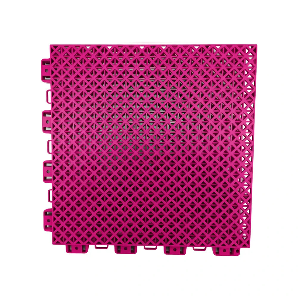 DUNK MASTER Interlocking Sports Floor Tiles - Bamboo Pattern Anti-Slip Court Flooring Modular Tiles for Basketball Courts 10/20/30 Square Meters - Rose Red