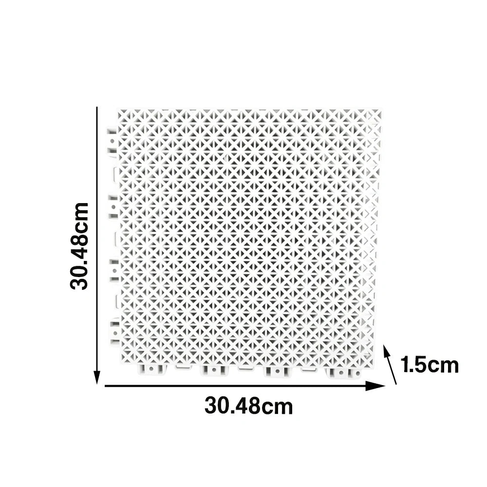 DUNK MASTER Interlocking Sports Floor Tiles - Bamboo Pattern Anti-Slip Court Flooring Modular Tiles for Basketball Courts 10/20/30 Square Meters - White