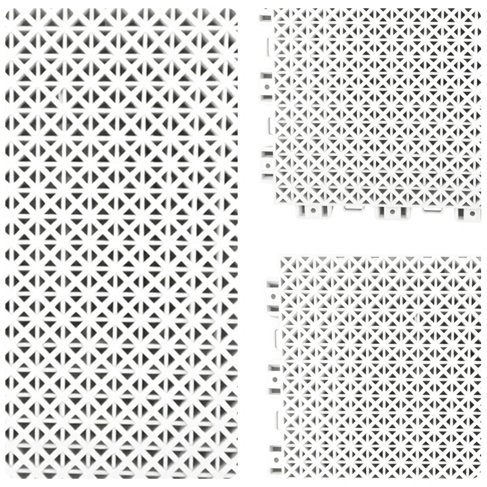 DUNK MASTER Interlocking Sports Floor Tiles - Bamboo Pattern Anti-Slip Court Flooring Modular Tiles for Basketball Courts 10/20/30 Square Meters - White