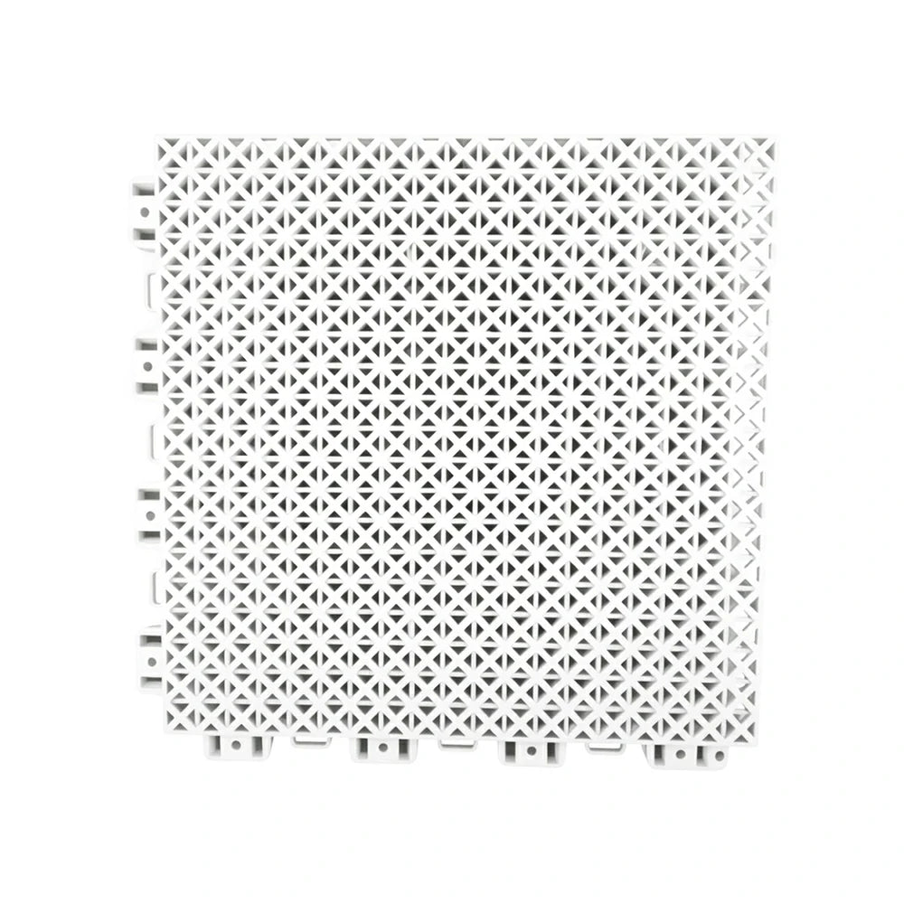 DUNK MASTER Interlocking Sports Floor Tiles - Bamboo Pattern Anti-Slip Court Flooring Modular Tiles for Basketball Courts 10/20/30 Square Meters - White