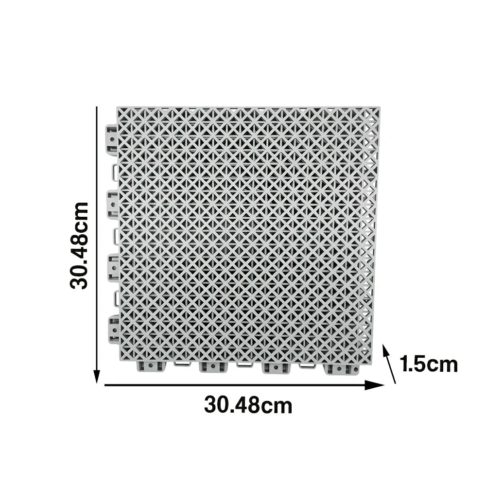 DUNK MASTER Interlocking Sports Floor Tiles - Bamboo Pattern Anti-Slip Court Flooring Modular Tiles for Basketball Courts 10/20/30 Square Meters - Light Grey
