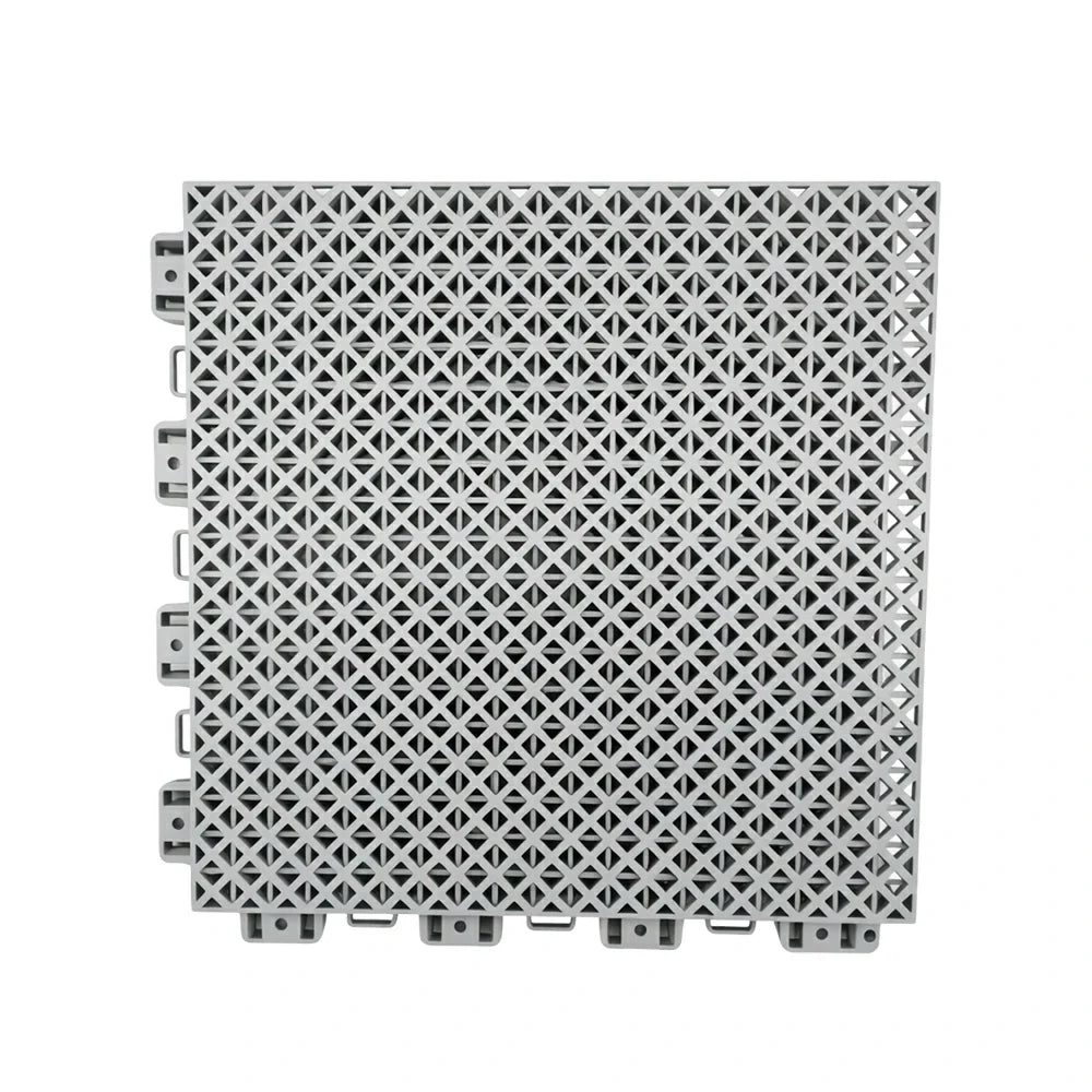 DUNK MASTER Interlocking Sports Floor Tiles - Bamboo Pattern Anti-Slip Court Flooring Modular Tiles for Basketball Courts 10/20/30 Square Meters - Light Grey