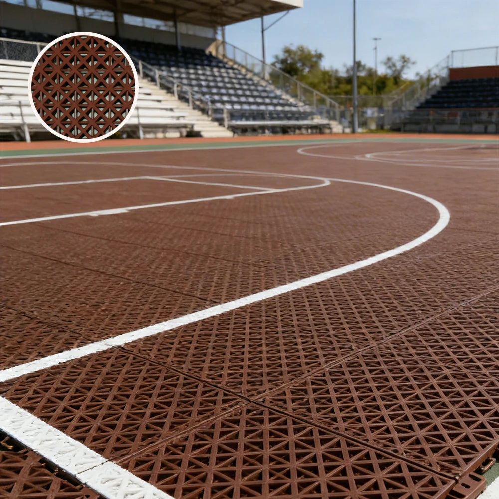 DUNK MASTER Interlocking Sports Floor Tiles - Bamboo Pattern Anti-Slip Court Flooring Modular Tiles for Basketball Courts 10/20/30 Square Meters - Coffee