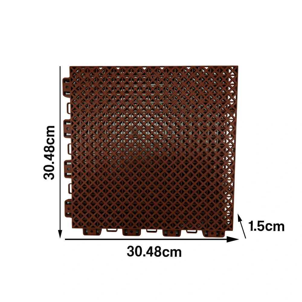 DUNK MASTER Interlocking Sports Floor Tiles - Bamboo Pattern Anti-Slip Court Flooring Modular Tiles for Basketball Courts 10/20/30 Square Meters - Coffee