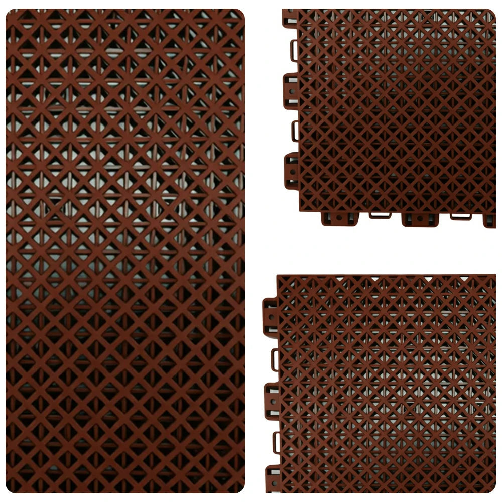 DUNK MASTER Interlocking Sports Floor Tiles - Bamboo Pattern Anti-Slip Court Flooring Modular Tiles for Basketball Courts 10/20/30 Square Meters - Coffee