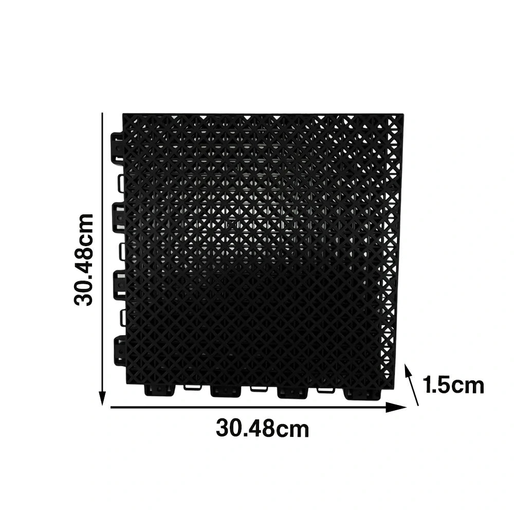 DUNK MASTER Interlocking Sports Floor Tiles - Bamboo Pattern Anti-Slip Court Flooring Modular Tiles for Basketball Courts 10/20/30 Square Meters - Black
