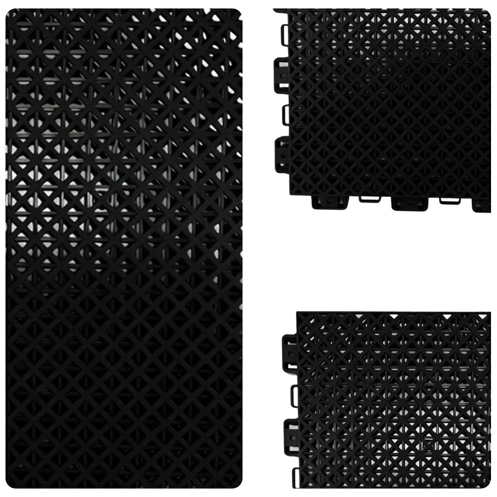 DUNK MASTER Interlocking Sports Floor Tiles - Bamboo Pattern Anti-Slip Court Flooring Modular Tiles for Basketball Courts 10/20/30 Square Meters - Black
