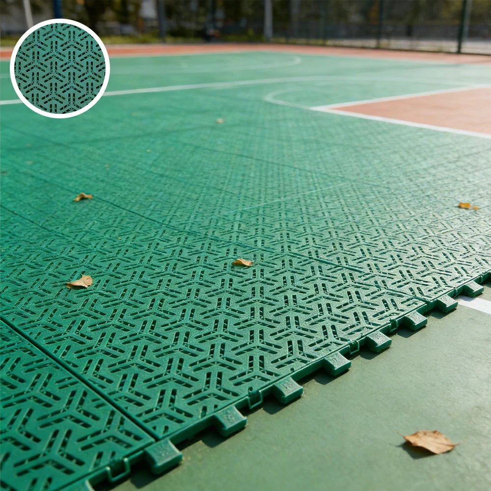 DUNK MASTER Interlocking Sports Floor Tiles - Flight Key Plus Anti-Slip Court Flooring Modular Tiles for Basketball Courts 10/20/30 Square Meters - Dark Green