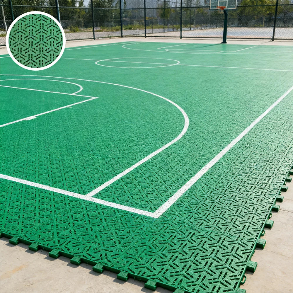 DUNK MASTER Interlocking Sports Floor Tiles - Flight Key Plus Anti-Slip Court Flooring Modular Tiles for Basketball Courts 10/20/30 Square Meters - Grass Green