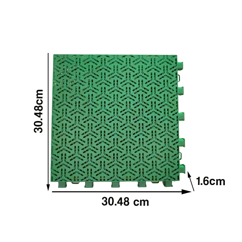 DUNK MASTER Interlocking Sports Floor Tiles - Flight Key Plus Anti-Slip Court Flooring Modular Tiles for Basketball Courts 10/20/30 Square Meters - Grass Green