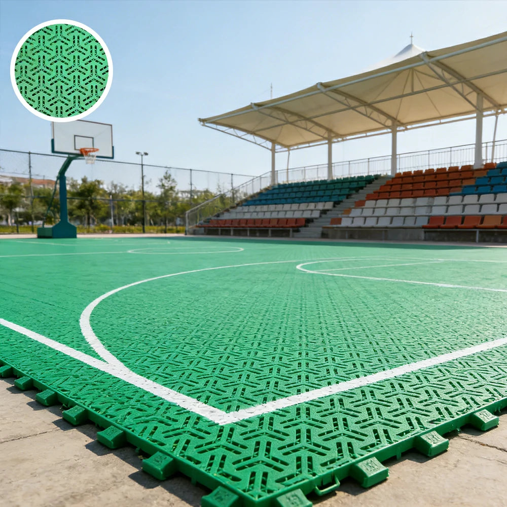DUNK MASTER Interlocking Sports Floor Tiles - Flight Key Plus Anti-Slip Court Flooring Modular Tiles for Basketball Courts 10/20/30 Square Meters - Emerald Green