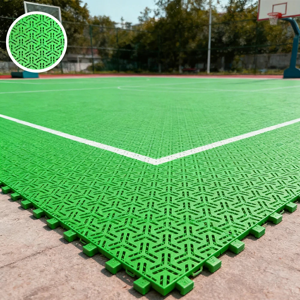 DUNK MASTER Interlocking Sports Floor Tiles - Flight Key Plus Anti-Slip Court Flooring Modular Tiles for Basketball Courts 10/20/30 Square Meters - Apple Green