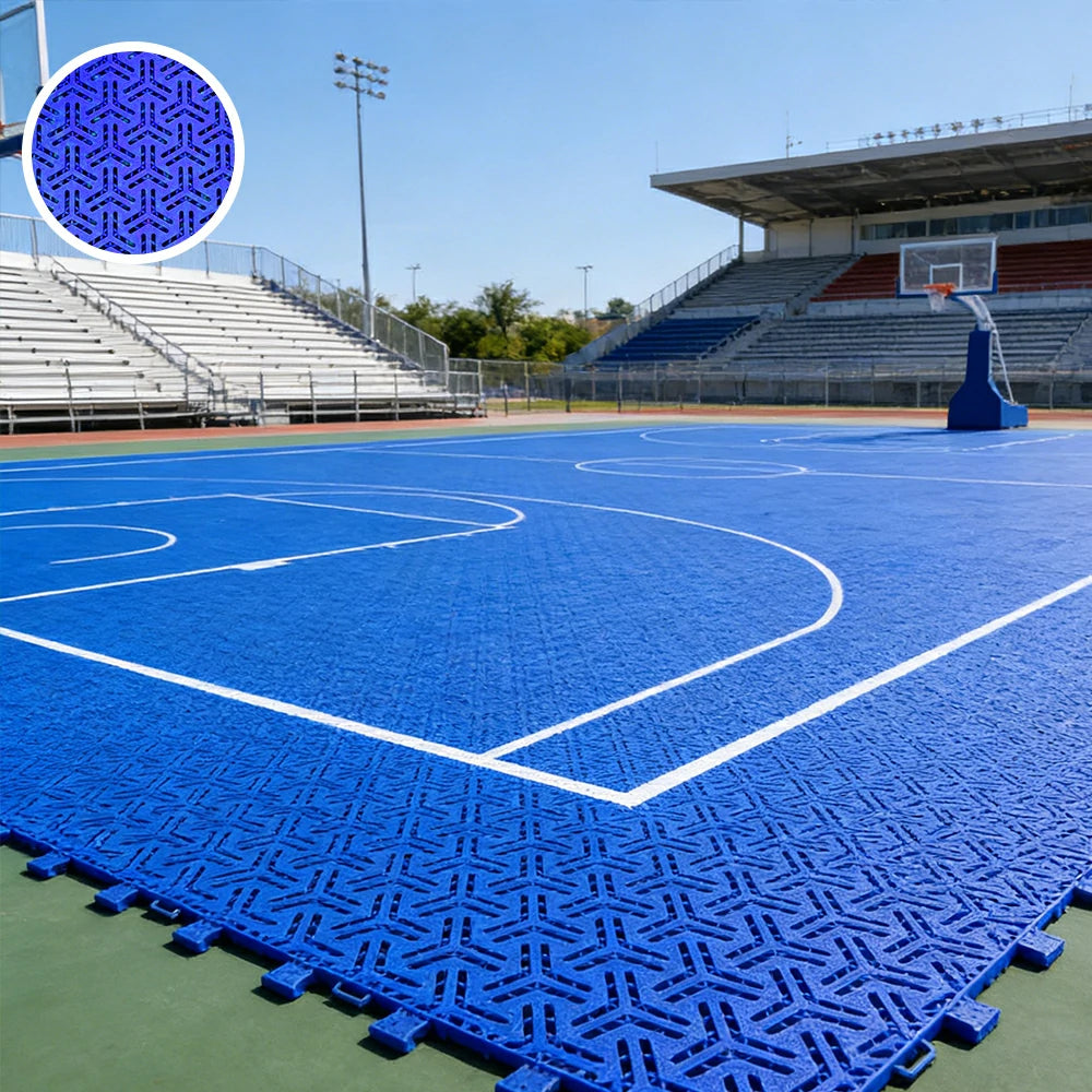 DUNK MASTER Interlocking Sports Floor Tiles - Flight Key Plus Anti-Slip Court Flooring Modular Tiles for Basketball Courts 10/20/30 Square Meters - Royal Blue