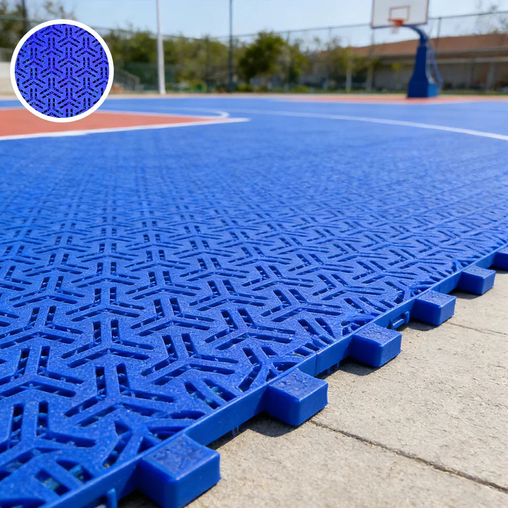 DUNK MASTER Interlocking Sports Floor Tiles - Flight Key Plus Anti-Slip Court Flooring Modular Tiles for Basketball Courts 10/20/30 Square Meters - Royal Blue