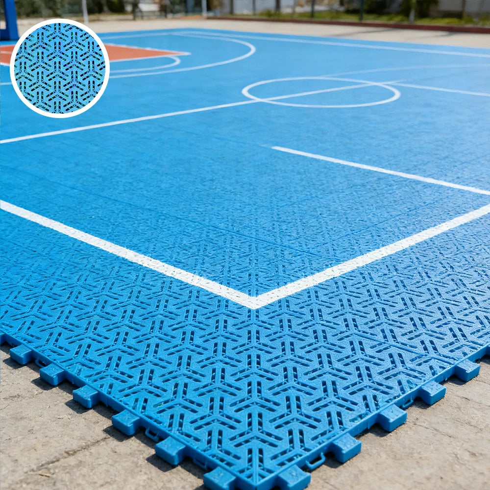 DUNK MASTER Interlocking Sports Floor Tiles - Flight Key Plus Anti-Slip Court Flooring Modular Tiles for Basketball Courts 10/20/30 Square Meters - Blue