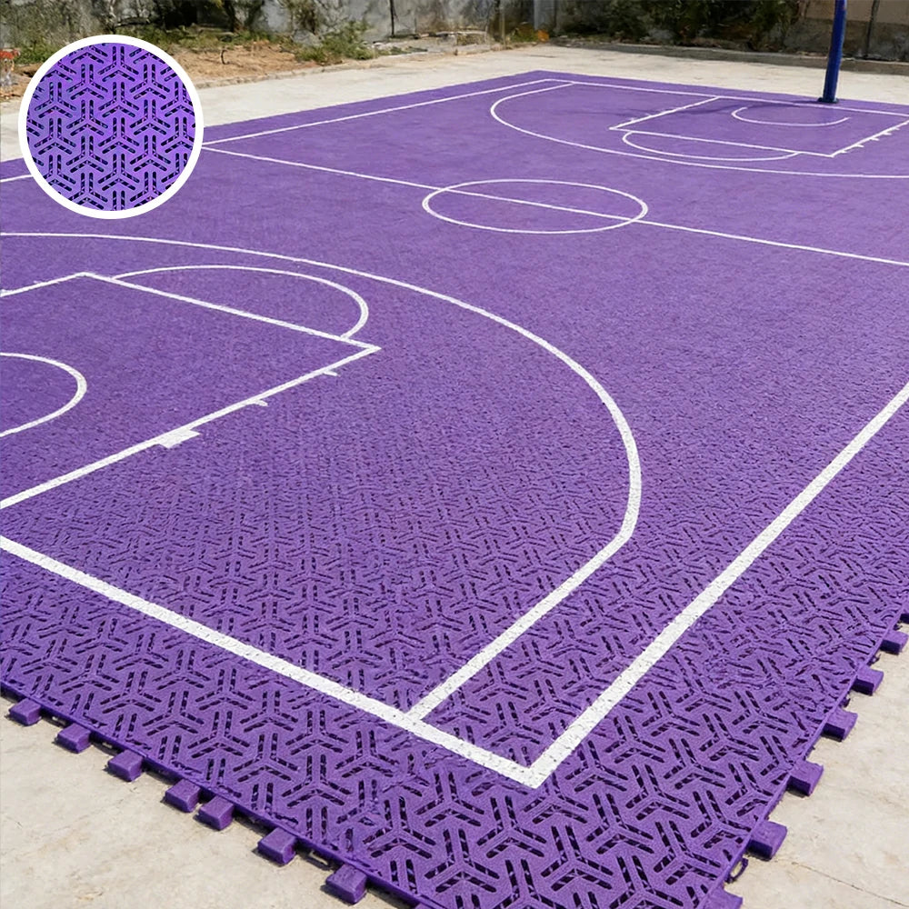 DUNK MASTER Interlocking Sports Floor Tiles - Flight Key Plus Anti-Slip Court Flooring Modular Tiles for Basketball Courts 10/20/30 Square Meters - Purple