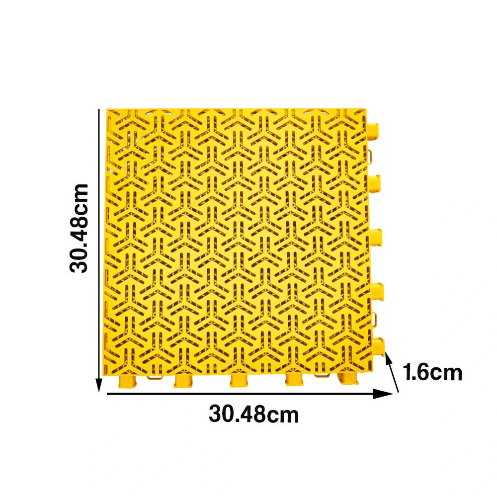 DUNK MASTER Interlocking Sports Floor Tiles - Flight Key Plus Anti-Slip Court Flooring Modular Tiles for Basketball Courts 10/20/30 Square Meters - Yellow
