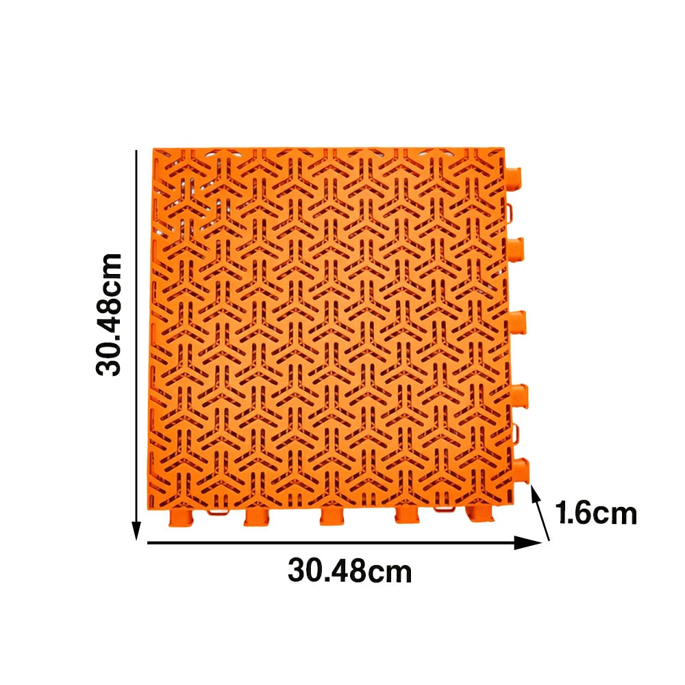 DUNK MASTER Interlocking Sports Floor Tiles - Flight Key Plus Anti-Slip Court Flooring Modular Tiles for Basketball Courts 10/20/30 Square Meters - Orange