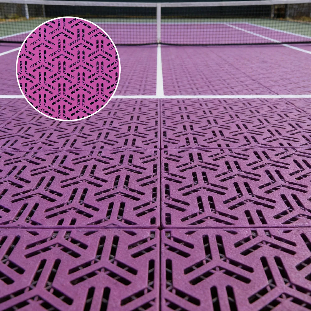 DUNK MASTER Interlocking Sports Floor Tiles - Flight Key Plus Anti-Slip Court Flooring Modular Tiles for Basketball Courts 10/20/30 Square Meters - Pink