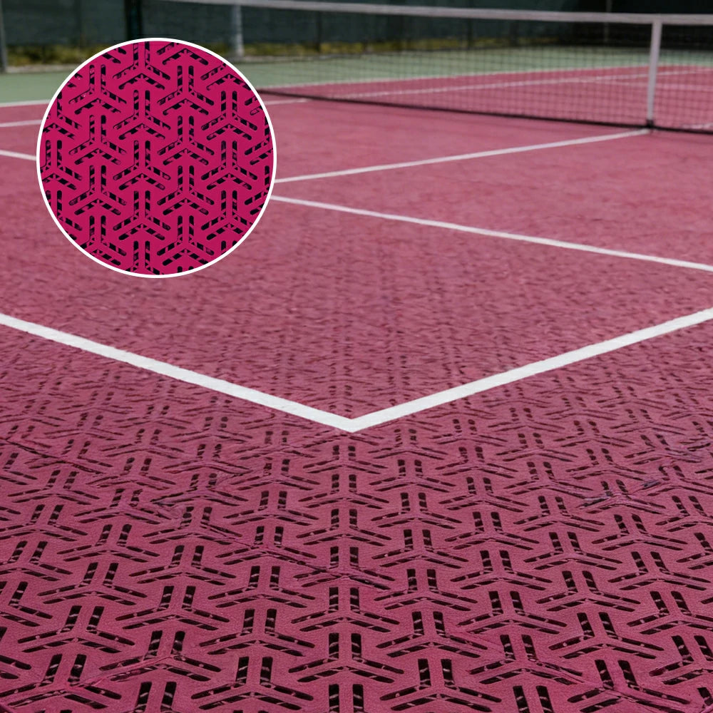 DUNK MASTER Interlocking Sports Floor Tiles - Flight Key Plus Anti-Slip Court Flooring Modular Tiles for Basketball Courts 10/20/30 Square Meters - Rose Red