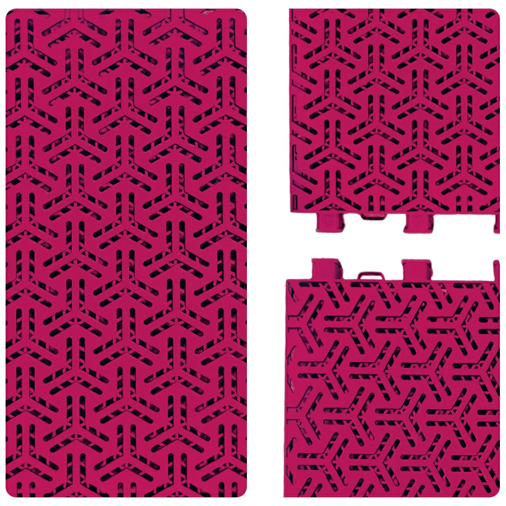 DUNK MASTER Interlocking Sports Floor Tiles - Flight Key Plus Anti-Slip Court Flooring Modular Tiles for Basketball Courts 10/20/30 Square Meters - Rose Red