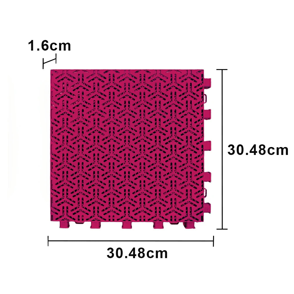 DUNK MASTER Interlocking Sports Floor Tiles - Flight Key Plus Anti-Slip Court Flooring Modular Tiles for Basketball Courts 10/20/30 Square Meters - Rose Red