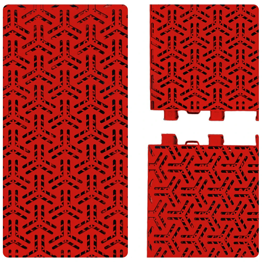 DUNK MASTER Interlocking Sports Floor Tiles - Flight Key Plus Anti-Slip Court Flooring Modular Tiles for Basketball Courts 10/20/30 Square Meters - Red