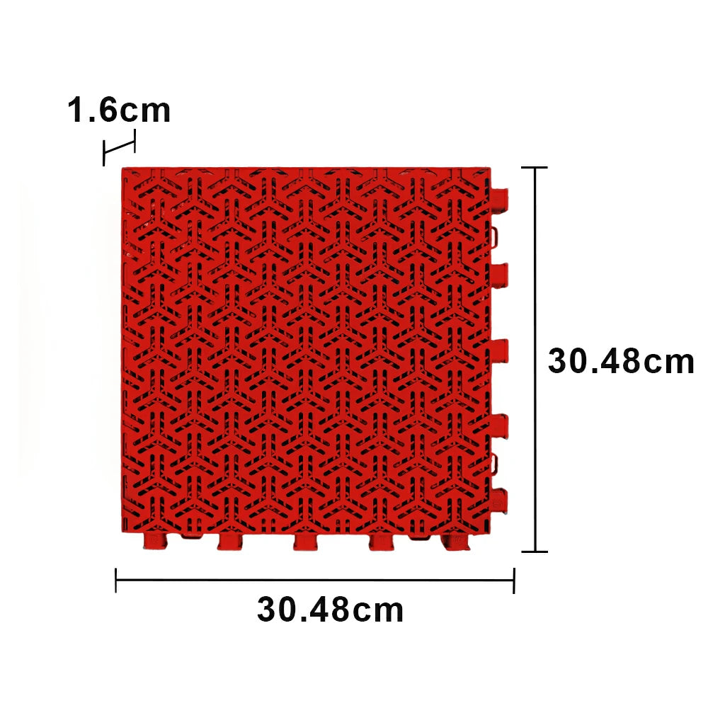 DUNK MASTER Interlocking Sports Floor Tiles - Flight Key Plus Anti-Slip Court Flooring Modular Tiles for Basketball Courts 10/20/30 Square Meters - Red