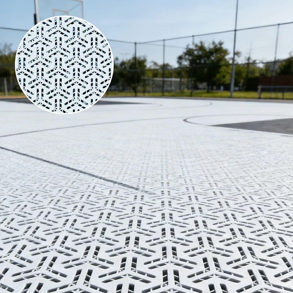 DUNK MASTER Interlocking Sports Floor Tiles - Flight Key Plus Anti-Slip Court Flooring Modular Tiles for Basketball Courts 10/20/30 Square Meters - White