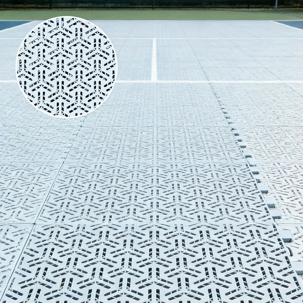 DUNK MASTER Interlocking Sports Floor Tiles - Flight Key Plus Anti-Slip Court Flooring Modular Tiles for Basketball Courts 10/20/30 Square Meters - White
